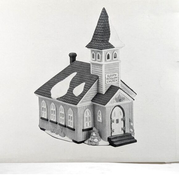 Vintage Sleepy Hollow Church: Dept 56 New England Village Lighted Building - Picture 7 of 8
